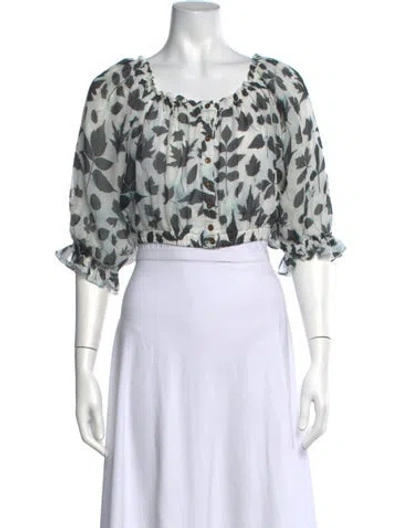 Pre-owned Carolina K Silk Floral Print Top In Multicolor