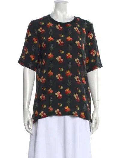 Pre-owned Carolina K Silk Floral Print T-shirt W/ Tags In Black
