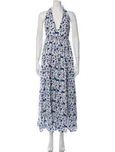 Pre-owned Carolina K Silk Long Dress In Blue