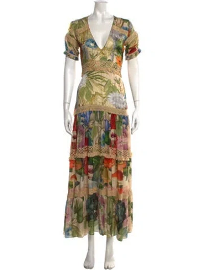 Pre-owned Carolina K Silk Long Dress In Neutrals