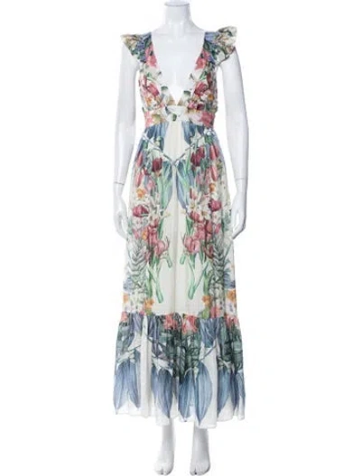 Pre-owned Carolina K Silk Long Dress In Neutrals