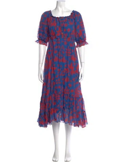Pre-owned Carolina K Silk Midi Length Dress In Blue