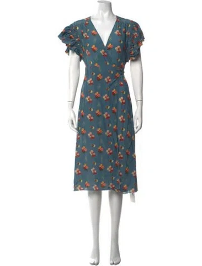 Pre-owned Carolina K Silk Midi Length Dress In Blue