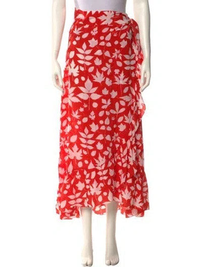 Pre-owned Carolina K Silk Midi Length Skirt In Red