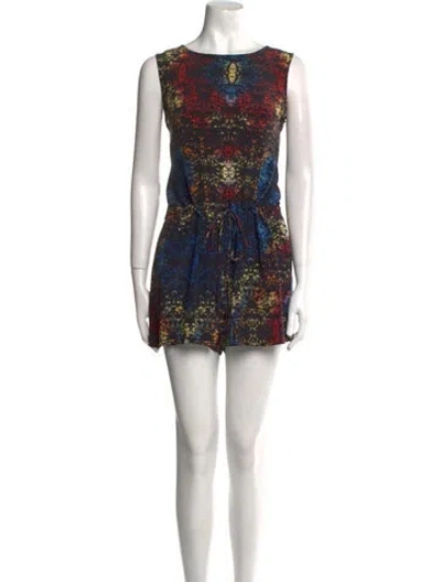 Pre-owned Carolina K Silk Printed Romper In Black