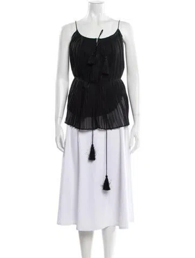 Pre-owned Carolina K Silk Scoop Neck Top In Black