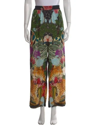 Pre-owned Carolina K Silk Wide Leg Pants In Green