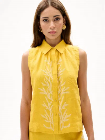 Carolina K Sleevless Pina Shirt In Yellow In Animal Print