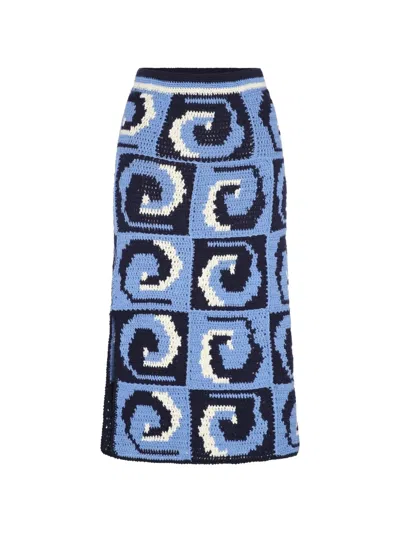 Carolina K Spiral-pattern Crochet-knit Skirt In Multi