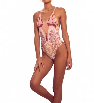 Carolina K Split One Piece In Maxi Paisley In Pink