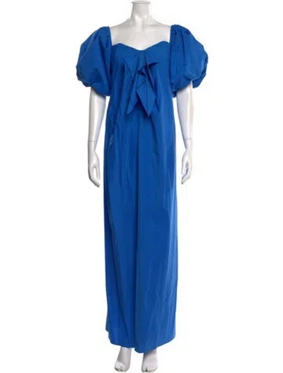 Pre-owned Carolina K Square Neckline Long Dress In Blue