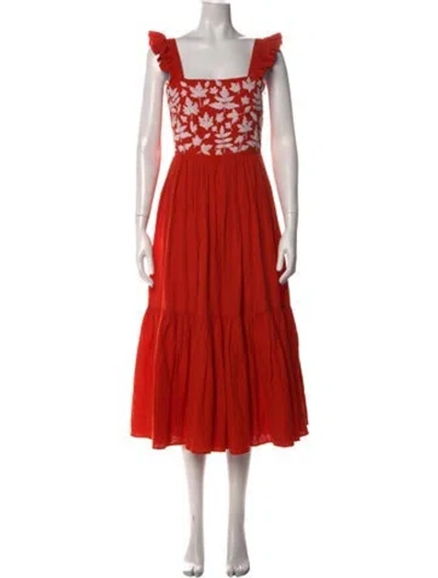 Pre-owned Carolina K Square Neckline Long Dress In Orange