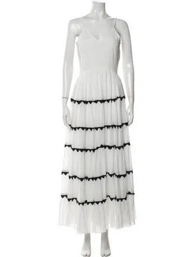 Pre-owned Carolina K Square Neckline Long Dress In White