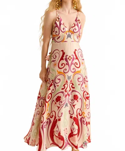 Carolina K Star Flowing Maxi Dress In Fileteado In Multi