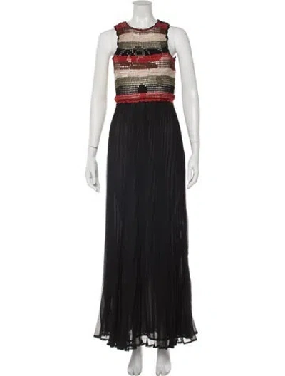 Pre-owned Carolina K Striped Long Dress In Black
