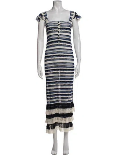 Pre-owned Carolina K Striped Long Dress In Blue/white