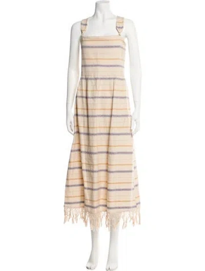 Pre-owned Carolina K Striped Long Dress In Neutral