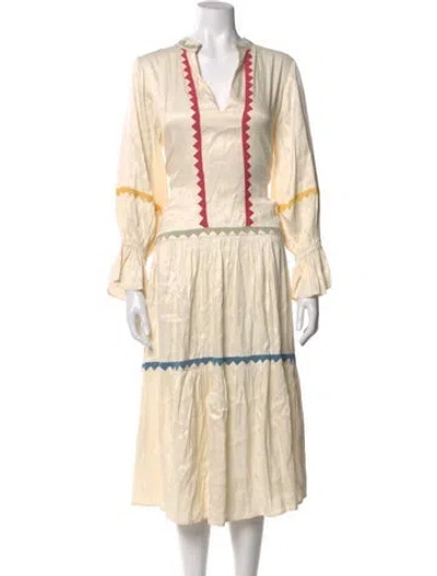 Pre-owned Carolina K Striped Long Dress In Neutral