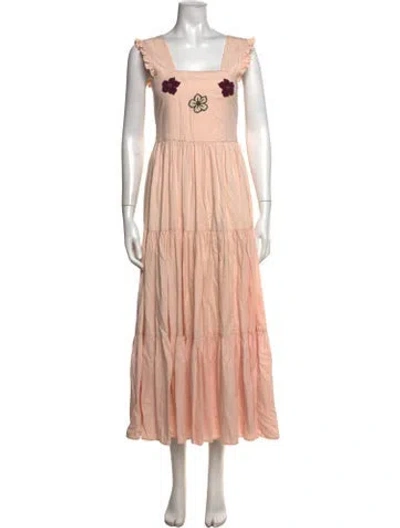 Pre-owned Carolina K Striped Long Dress In Pink