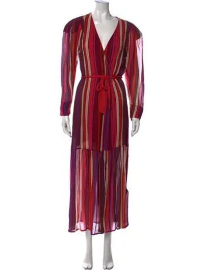 Pre-owned Carolina K Striped Long Dress In Red
