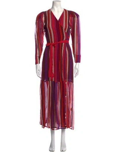 Pre-owned Carolina K Striped Long Dress In Red
