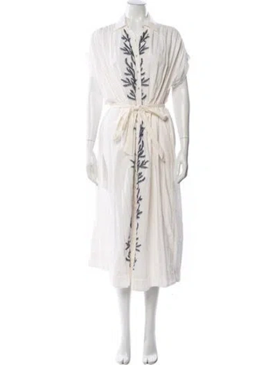Pre-owned Carolina K Striped Midi Length Dress In White
