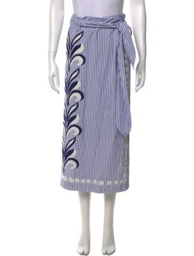 Pre-owned Carolina K Striped Midi Length Skirt W/ Tags In Purple