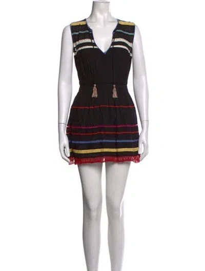 Pre-owned Carolina K Striped Mini Dress In Black