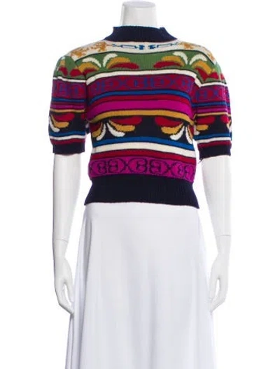 Pre-owned Carolina K Striped Mock Neck Sweater In Blue