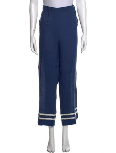 Pre-owned Carolina K Striped Wide Leg Pants In Blue