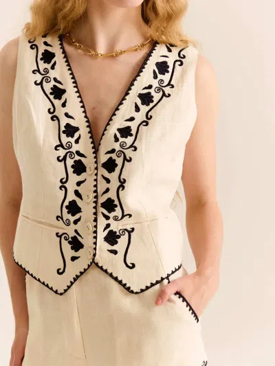 Carolina K Sun V-neck Vest In Gardenia In White