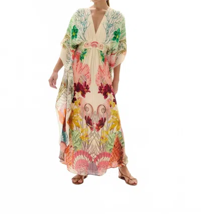 Carolina K Taiel Kaftan Midi Dress In Sea Elements In Multi