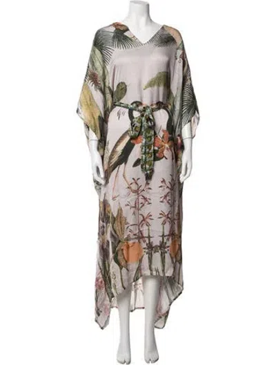 Pre-owned Carolina K Terry Cloth Floral Print Nightgown In Grey