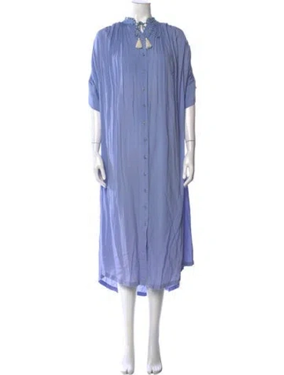 Pre-owned Carolina K Tie Neck Long Dress In Blue