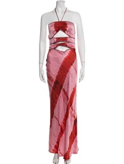 Pre-owned Carolina K Tie-dye Print Long Dress In Pink