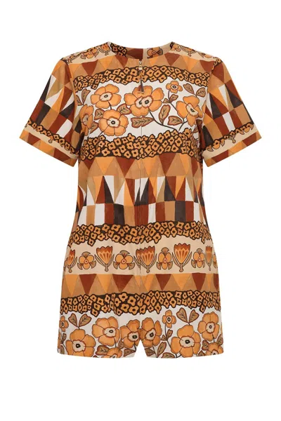 Carolina K Tilly Romper In Rombus Flowers Brown