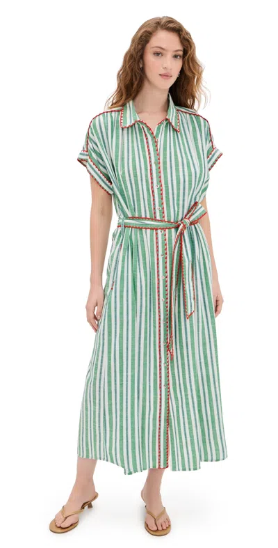 Carolina K Valerie Caftan Green Stripe