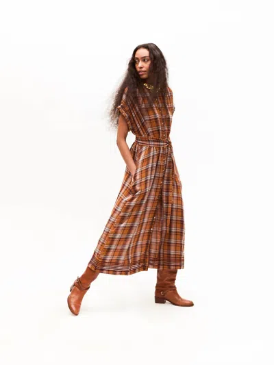 Carolina K Valerie Kaftan Midi Dress In Brown