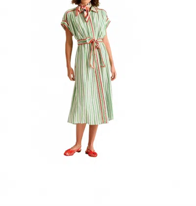 Carolina K Valerie Kaftan Midi Dress In Green Stripe