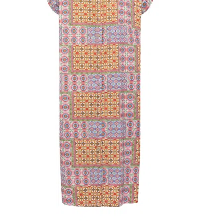 Carolina K Valerie Kaftan Midi Dress In Mix Tiles Rose In Multi