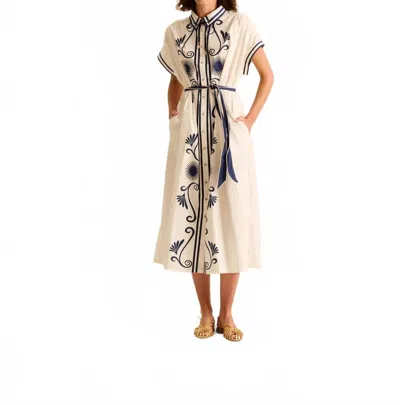 Carolina K Valerie Kaftan Midi Dress In Poseidon In Blue
