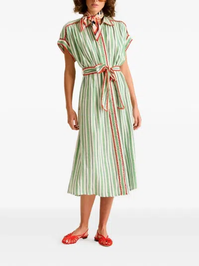 Carolina K Valerie Stripe-pattern Midi Dress In Brown