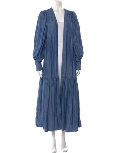 Pre-owned Carolina K V-neck Long Dress In Blue