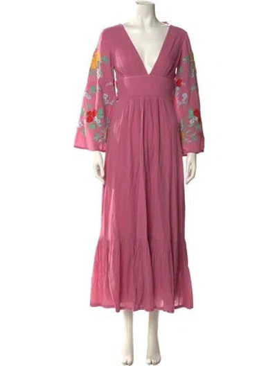 Pre-owned Carolina K V-neck Long Dress In Pink