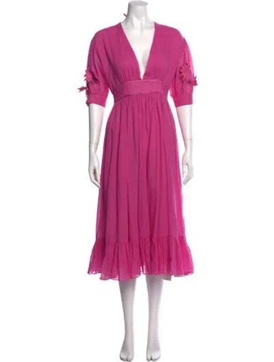 Pre-owned Carolina K V-neck Long Dress In Pink