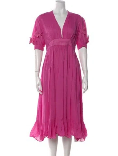 Pre-owned Carolina K V-neck Long Dress In Pink