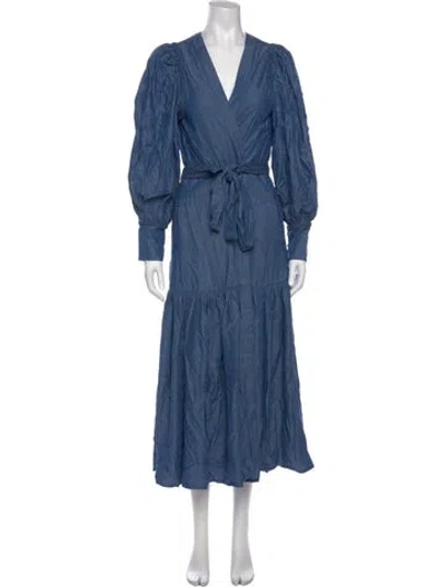 Pre-owned Carolina K V-neck Long Dress W/ Tags In Blue