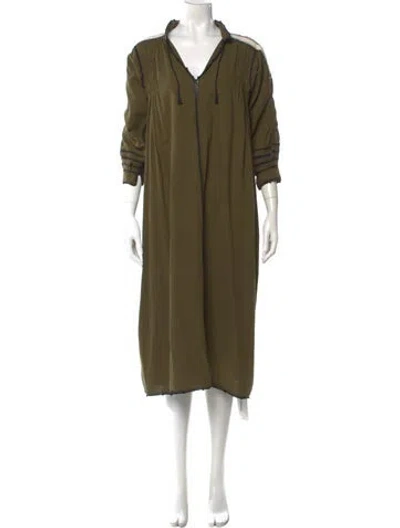 Pre-owned Carolina K V-neck Midi Length Dress In Green