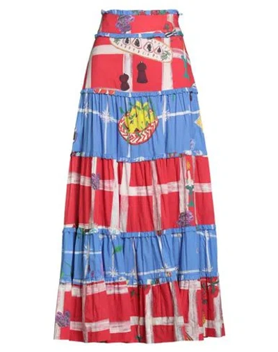 Carolina K Woman Maxi Skirt Red Size S Cotton