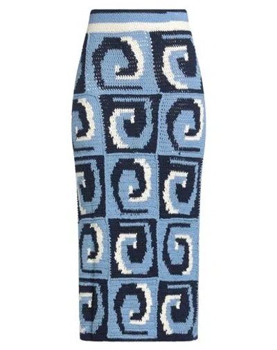 Carolina K Woman Midi Skirt Light Blue Size M Cotton
